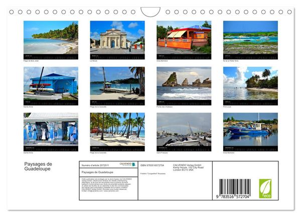 Produktbild: Paysages de Guadeloupe (Calendrier mural 2026 DIN A4 vertical), CALVENDO calendrier mensuel