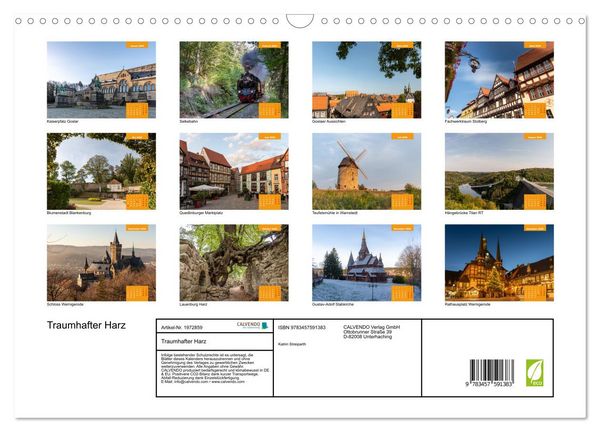 Produktbild: Traumhafter Harz (Wandkalender 2026 DIN A3 quer), CALVENDO Monatskalender