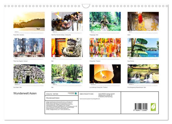 Produktbild: Wunderwelt Asien (Wandkalender 2026 DIN A3 quer), CALVENDO Monatskalender