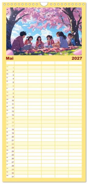 Produktbild: Familienplaner 2027 - Anime Kalender &ndash; Charaktere im Slice-of-Life Stil mit 5 Spalten (Wandkalender, 21 x 45 cm) CALVENDO