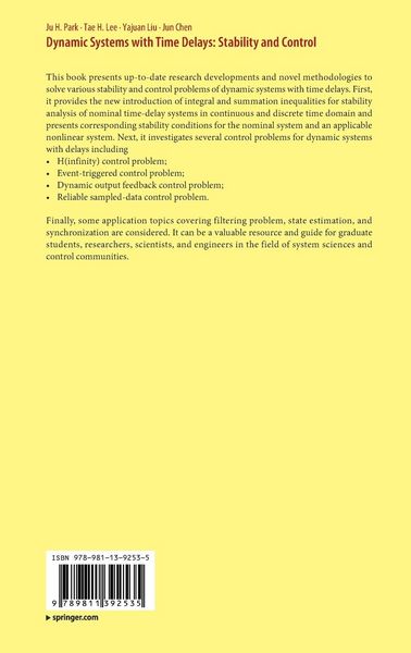 Produktbild: Dynamic Systems with Time Delays: Stability and Control