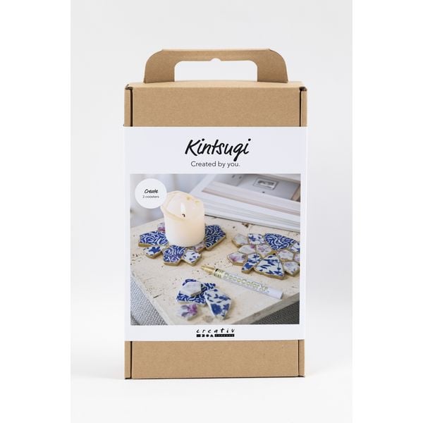 Produktbild: Creativ Company Kreativ Set Kintsugi, Untersetzer, Blau, Gold, Rosa, Wei&szlig;