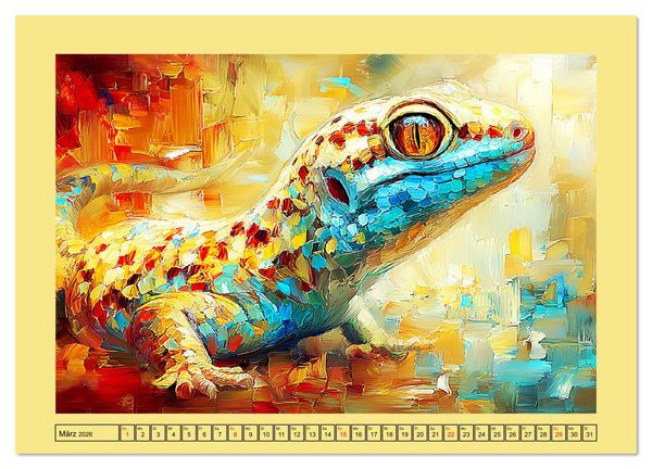 Produktbild: Imposante Reptilien. Faszinierende Tiere in moderner &Ouml;loptik (Wandkalender 2026 DIN A4 quer), CALVENDO Monatskalender