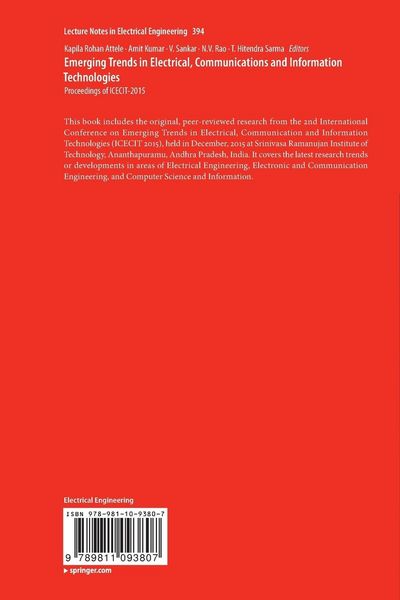 Produktbild: Emerging Trends in Electrical, Communications and Information Technologies