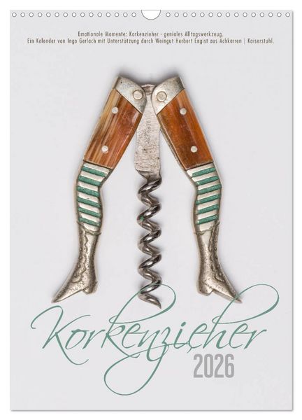 Produktbild: Emotionale Momente: Korkenzieher - geniales Alltagswerkzeug. (Wandkalender 2026 DIN A3 hoch), CALVENDO Monatskalender