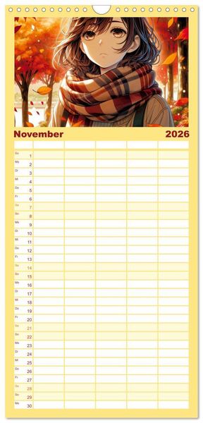 Produktbild: Familienplaner 2026 - Manga Momente - Mit KI entfachte Manga Magie mit 5 Spalten (Wandkalender, 21 x 45 cm) CALVENDO