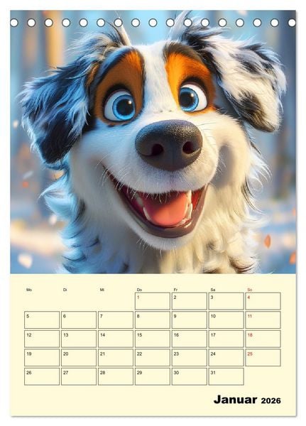 Produktbild: Entz&uuml;ckende Hunde. Liebliche Cartoons zum Schmunzeln (Tischkalender 2026 DIN A5 hoch), CALVENDO Monatskalender