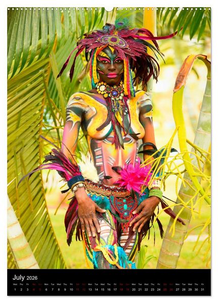 Produktbild: Equatorial Guinea Bodypainting Festival (High Quality Premium Wall Calendar 2026 DIN A2 portrait),CALVENDO 12 Month Wall Calendar