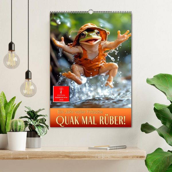 Produktbild: Quak mal r&uuml;ber - ein Jahr voller Fr&ouml;sche (Wandkalender 2026 DIN A2 hoch), CALVENDO Monatskalender