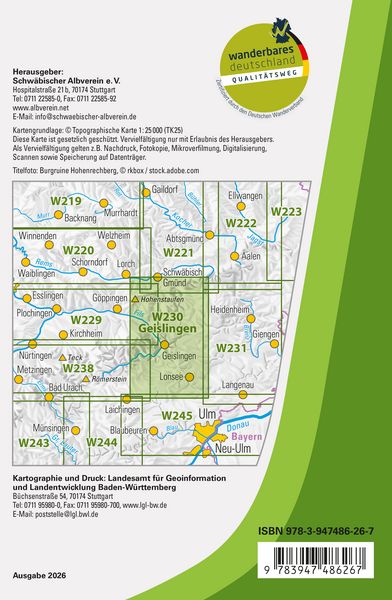 Produktbild: W230 Geislingen a. d. Steige - Drei Kaiserberge, Lonsee