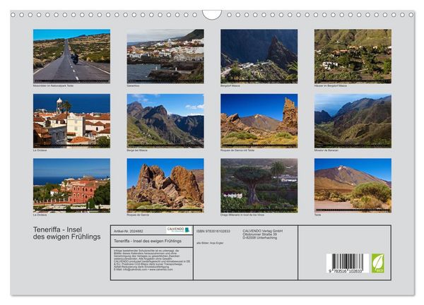 Produktbild: Teneriffa - Insel des ewigen Fr&uuml;hlings (Wandkalender 2026 DIN A3 quer), CALVENDO Monatskalender