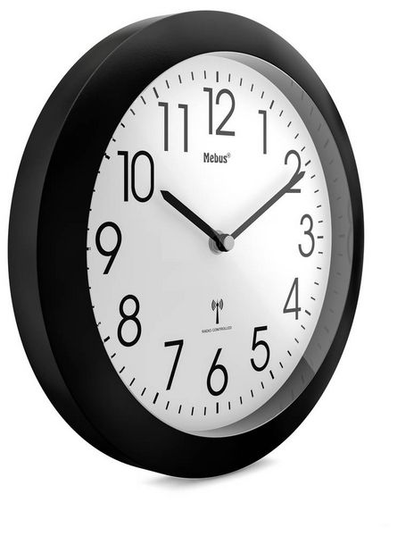 Produktbild: Mebus 52450 Funk Wanduhr 26cm x 26cm x 26cm x 4.5mm Schwarz