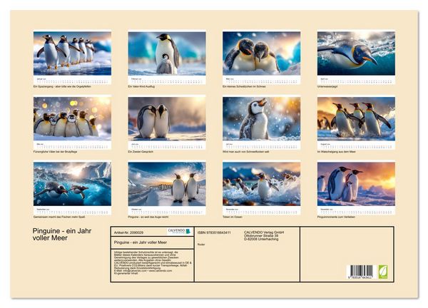 Produktbild: Pinguine - ein Jahr voller Meer (Wandkalender 2026 DIN A2 quer), CALVENDO Monatskalender