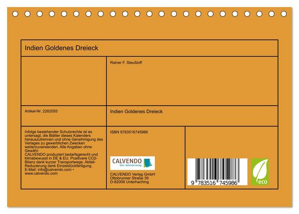 Produktbild: Indien Goldenes Dreieck (Tischkalender 2026 DIN A5 quer), CALVENDO Monatskalender
