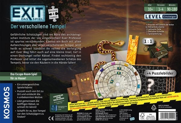 Produktbild: KOSMOS - EXIT® - Das Spiel - Das Spiel + Puzzle - Der verschollene Tempel