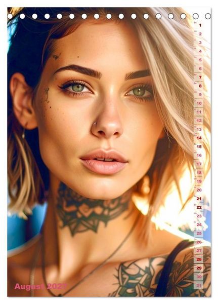 Produktbild: Tattoo Beauties Portraits (Tischkalender 2027 DIN A5 hoch), CALVENDO Monatskalender