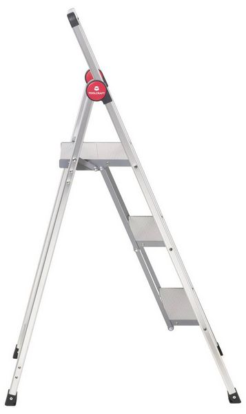 Produktbild: TOOLCRAFT TO-10104639 Aluminiumlegierung Doppel-Stufentritt klappbar, Montage ohne Werkzeug Silber EN 14183 3.9 kg