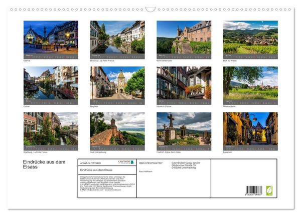 Produktbild: Eindr&uuml;cke aus dem Elsass (Wandkalender 2026 DIN A2 quer), CALVENDO Monatskalender