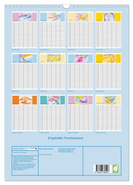 Produktbild: Engelhafter Familienplaner (Wandkalender 2026 DIN A3 hoch), CALVENDO Monatskalender