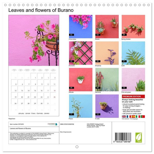 Produktbild: Leaves and flowers of Burano (Wall Calendar 2026 12 &times; 12 Inch) CALVENDO 12 Month Wall Calendar