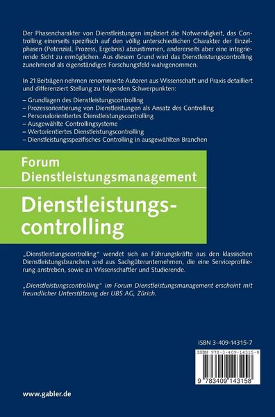 Produktbild: Dienstleistungscontrolling