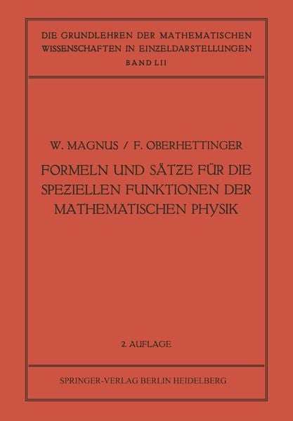 Produktbild: Formeln und S&auml;tƶe f&uuml;r die Speƶiellen Funktionen der Mathematischen Physik