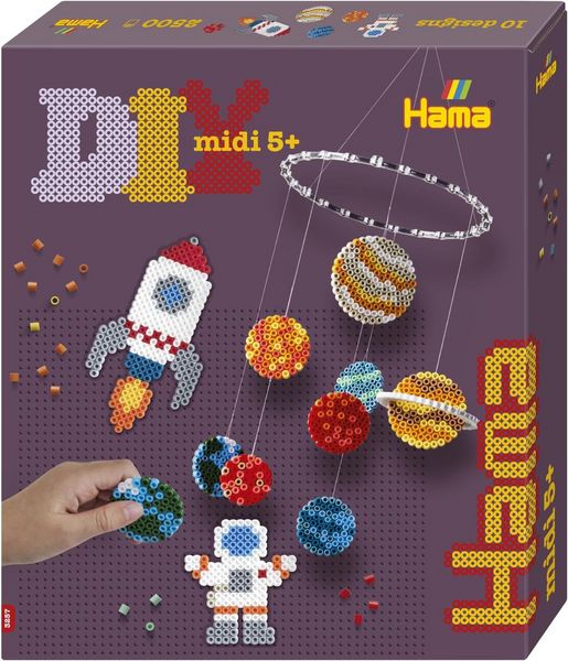Produktbild: Hama 3257 - Geschenkpackung Weltraum mit 2 Stiftplatten und ca. 2500 Midi-Bügelperlen und Zubehör