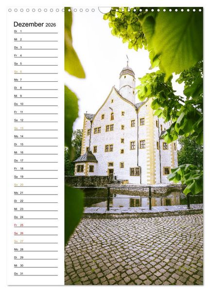 Produktbild: Sachsens Burgen und Schl&ouml;sser - Beschreibbarer Kalender mit Ortsangaben (Wandkalender 2026 DIN A3 hoch), CALVENDO Monatskalender