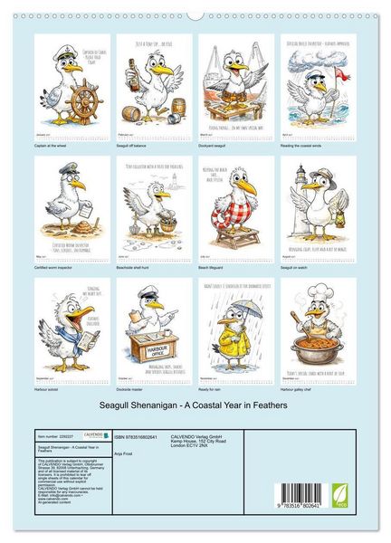 Produktbild: Seagull Shenanigan - A Coastal Year in Feathers (High Quality Premium Wall Calendar 2027 DIN A2 portrait),CALVENDO 12 Month Wall Calendar
