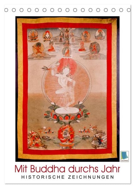 Produktbild: Mit Buddha durchs Jahr: historische Zeichnungen (Tischkalender 2026 DIN A5 hoch), CALVENDO Monatskalender