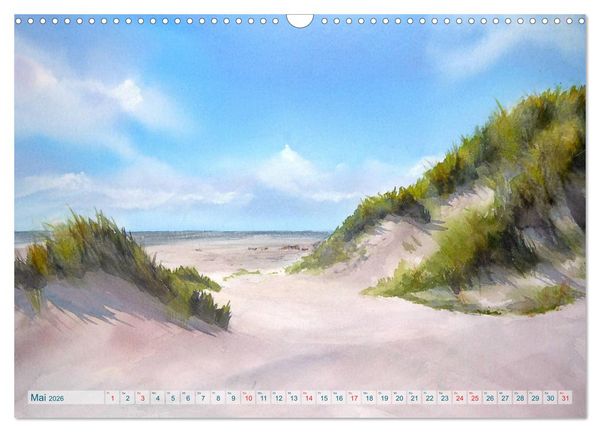 Produktbild: MEERESAQUARELLE (Wandkalender 2026 DIN A3 quer), CALVENDO Monatskalender