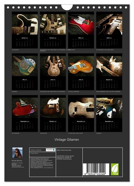 Produktbild: Vintage Gitarren (Wandkalender 2026 DIN A4 hoch), CALVENDO Monatskalender