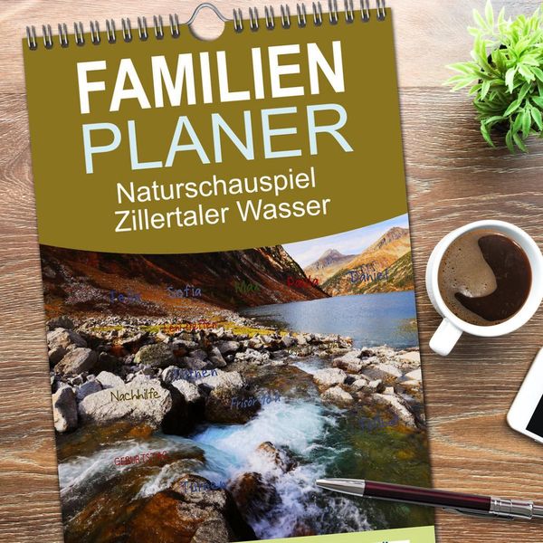 Produktbild: Familienplaner 2026 - Naturschauspiel Zillertaler Wasser mit 5 Spalten (Wandkalender, 21 x 45 cm) CALVENDO
