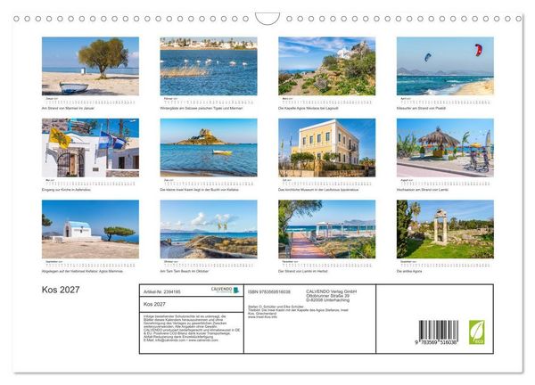 Produktbild: Kos 2027 (Wandkalender 2027 DIN A3 quer), CALVENDO Monatskalender