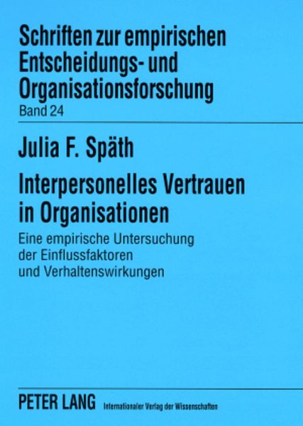 Produktbild: Interpersonelles Vertrauen in Organisationen