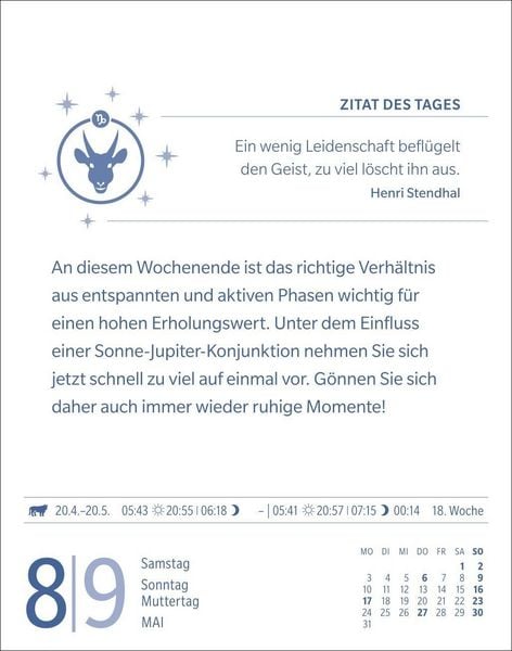Produktbild: Steinbock Sternzeichenkalender 2027 - Tagesabrei&szlig;kalender - Ihr Horoskop f&uuml;r jeden Tag