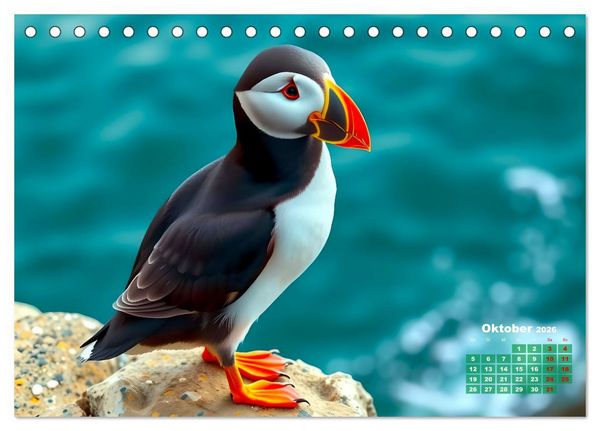 Produktbild: Leuchtend farbenfrohe V&ouml;gel (Tischkalender 2026 DIN A5 quer), CALVENDO Monatskalender