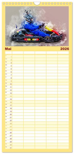 Produktbild: Familienplaner 2026 - GoKart - extrem cool mit 5 Spalten (Wandkalender, 21 x 45 cm) CALVENDO
