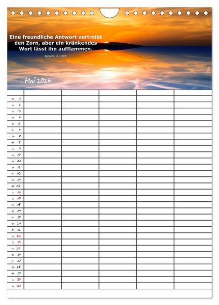 Produktbild: ein Planer mit biblischer Weisheit aus den Spr&uuml;chen Salomos (Wandkalender 2026 DIN A4 hoch), CALVENDO Monatskalender