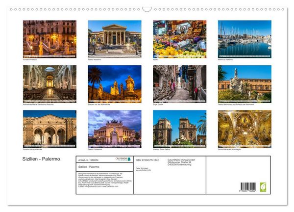 Produktbild: Sizilien - Palermo (Wandkalender 2026 DIN A2 quer), CALVENDO Monatskalender