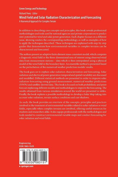 Produktbild: Wind Field and Solar Radiation Characterization and Forecasting