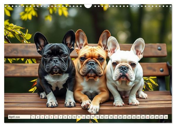 Produktbild: Frenchies in Spiellaune (Wandkalender 2026 DIN A3 quer), CALVENDO Monatskalender