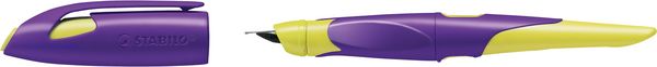 Produktbild: STABILO Ergonomischer Schulf&uuml;ller f&uuml;r Rechtsh&auml;nder mit Anf&auml;nger-Feder A -   EASYbirdy in violett/gelb - Einzelstift - inklusive Patrone