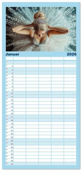 Produktbild: Familienplaner 2026 - Ballerinas in Diamanten mit 5 Spalten (Wandkalender, 21 x 45 cm) CALVENDO