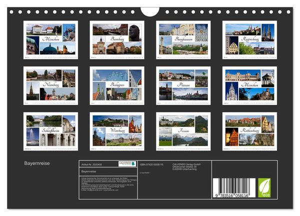 Produktbild: Bayernreise (Wandkalender 2026 DIN A4 quer), CALVENDO Monatskalender