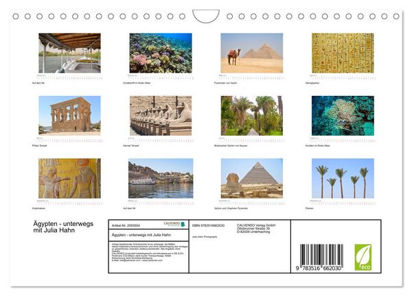 Produktbild: &Auml;gypten - unterwegs mit Julia Hahn (Wandkalender 2026 DIN A4 quer), CALVENDO Monatskalender