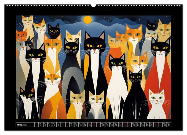 Produktbild: Schnurrendes Katzenget&uuml;mmel (hochwertiger Premium Wandkalender 2026 DIN A2 quer), Kunstdruck in Hochglanz