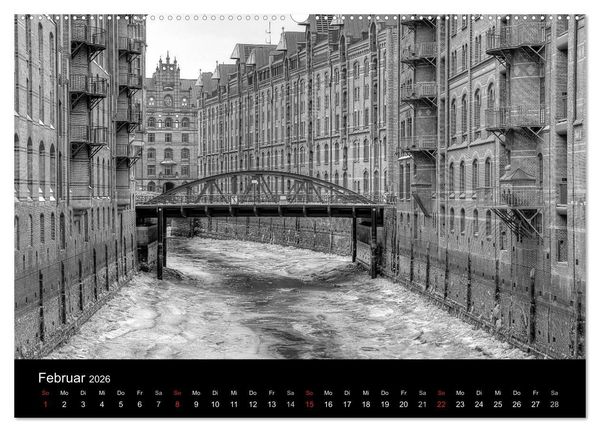 Produktbild: Hamburg monochrome Impressionen (Wandkalender 2026 DIN A2 quer), CALVENDO Monatskalender