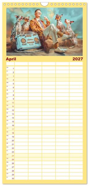 Produktbild: Familienplaner 2027 - Dandy und Retro Vintage - Portraits mit Humor mit 5 Spalten (Wandkalender, 21 x 45 cm) CALVENDO