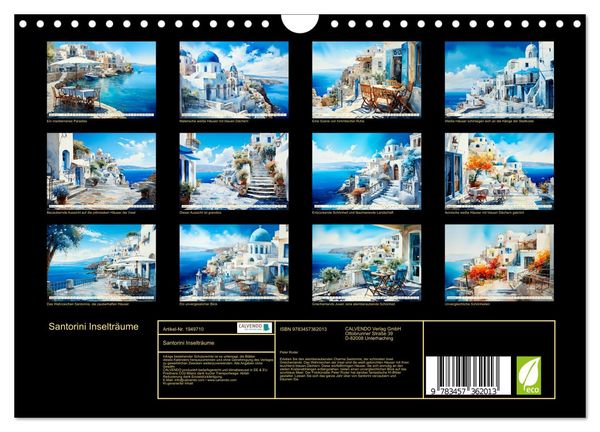 Produktbild: Santorini Inseltr&auml;ume (Wandkalender 2026 DIN A4 quer), CALVENDO Monatskalender